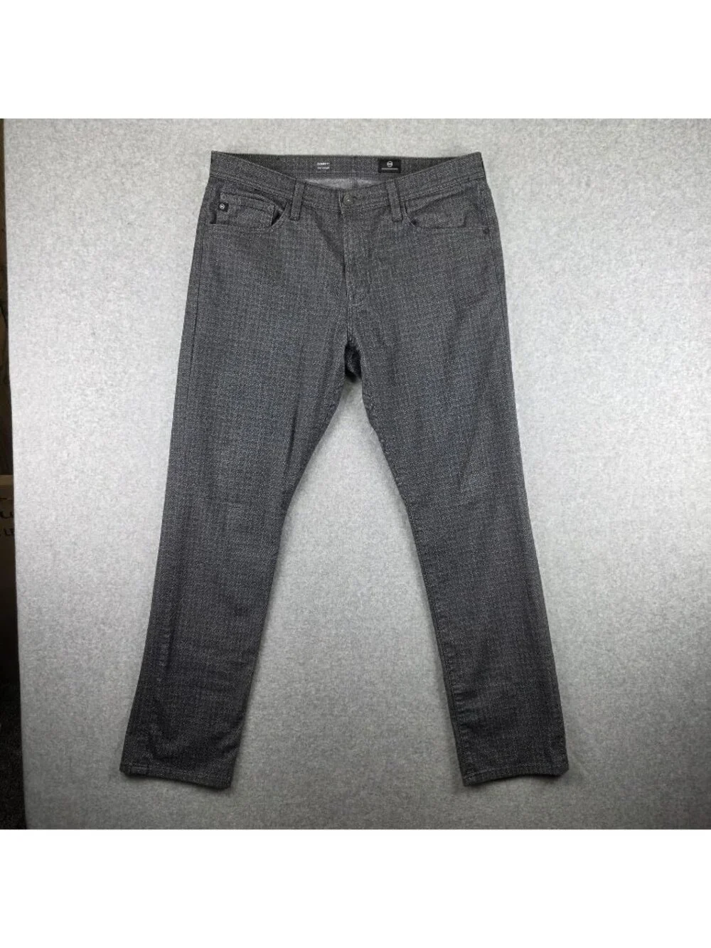 AG Adriano Goldschmied Everett Pants Mens 34x34 Gray Herringbone Slim Straight